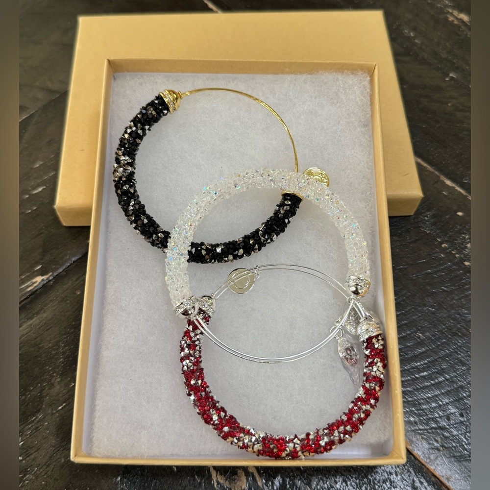 Alex + Ani Crystal Crush Bangle (Black, Red, Silver